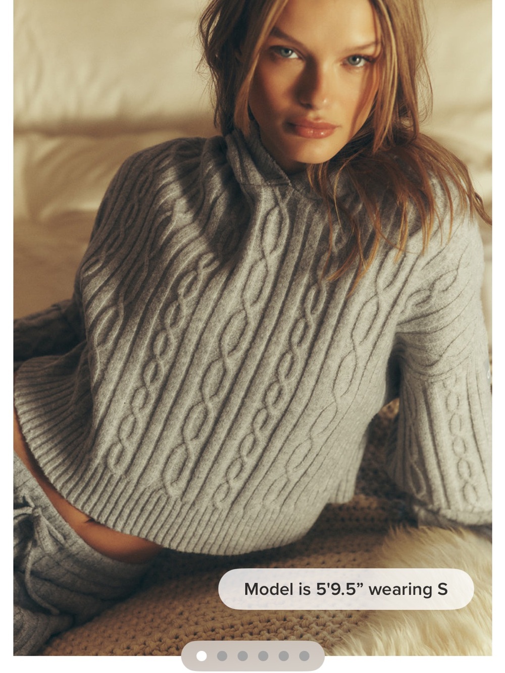 ALO Yoga Light Gray Cable-Knit Sweater